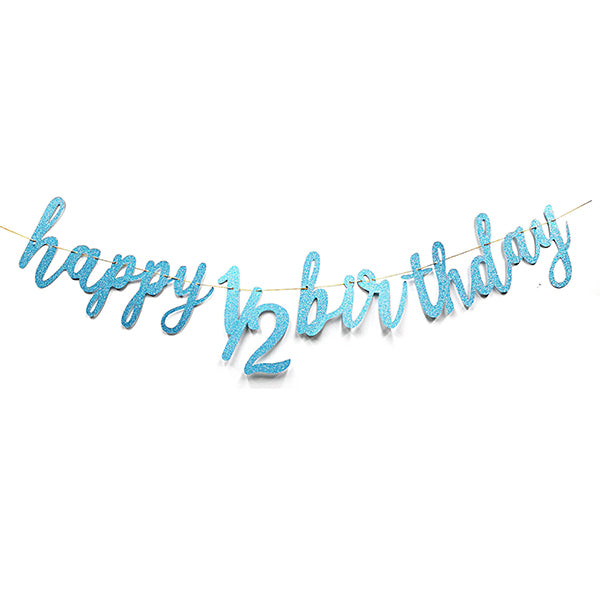 Half Birthday Glitter Blue Leser Cut Banner