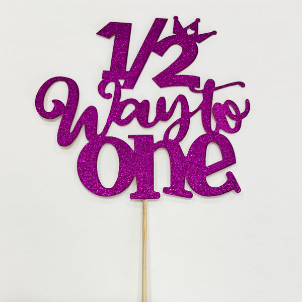 Half Birthday Cake Topper Hot Pink