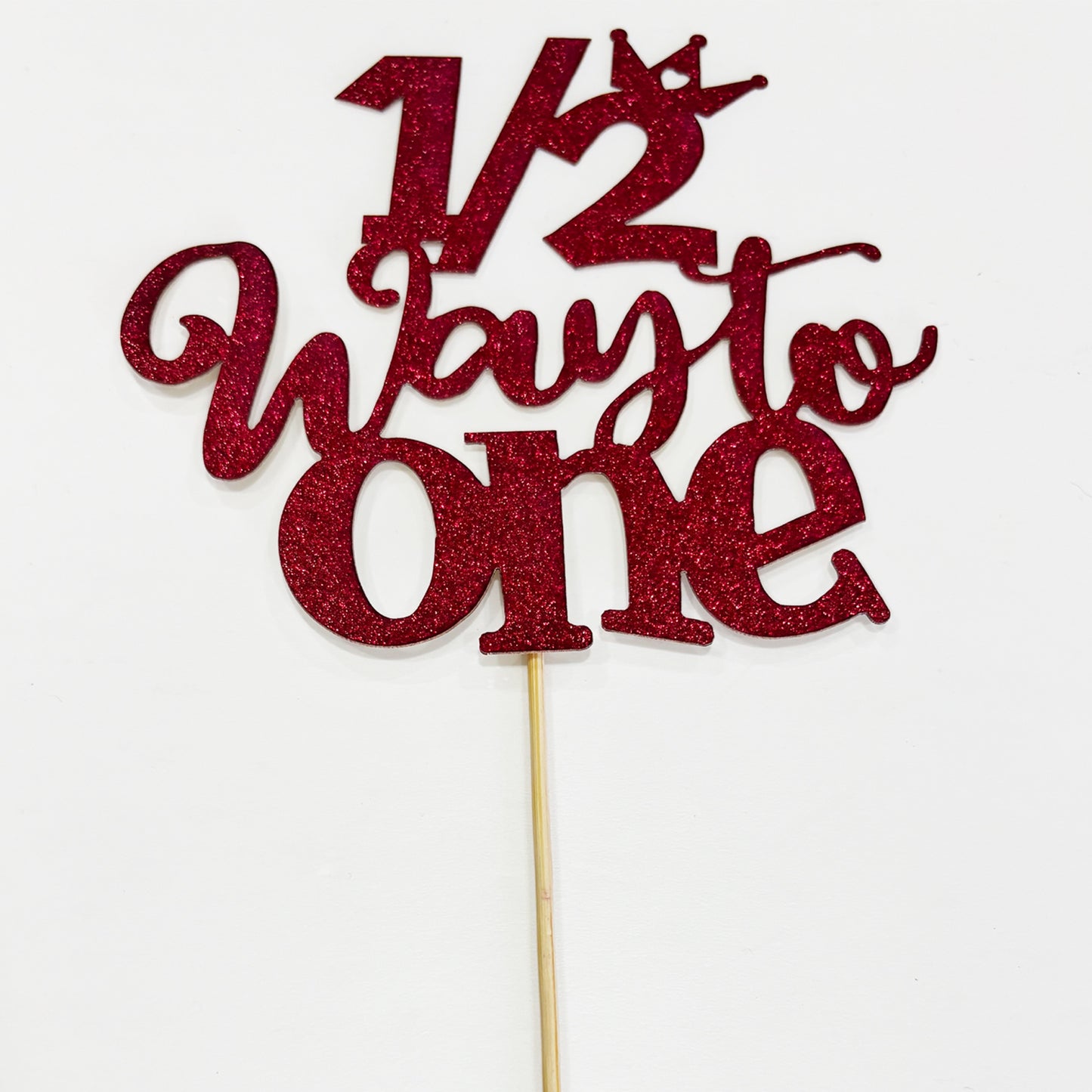 Half Birthday Cake Topper Red