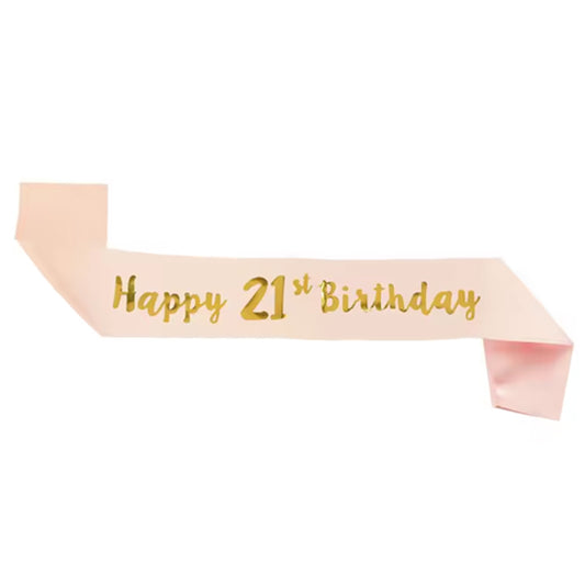 Happy 21st Birthday Peach Sash