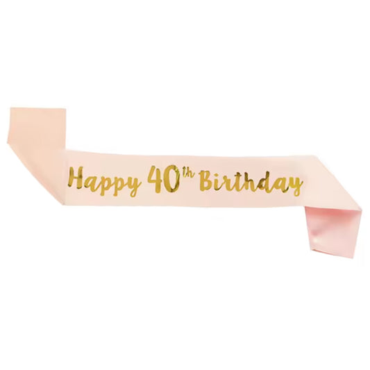 Happy 40th Birthday Peach Sash