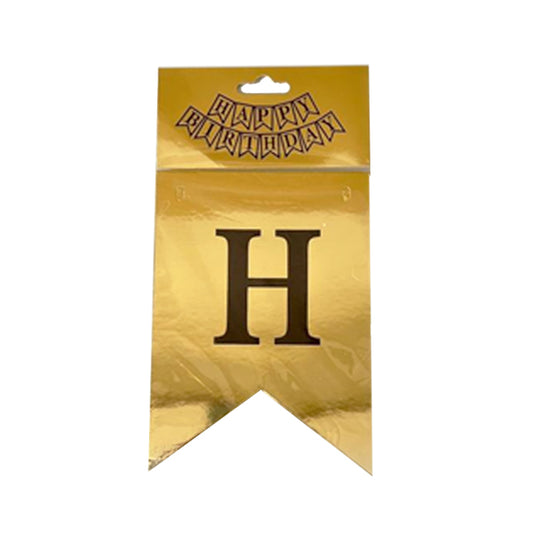 Happy Birthday Gold Flag Banner