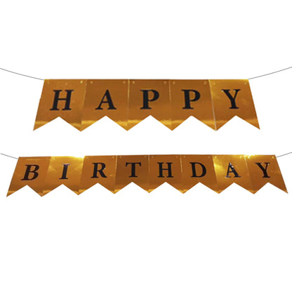 Happy Birthday Gold Flag Banner