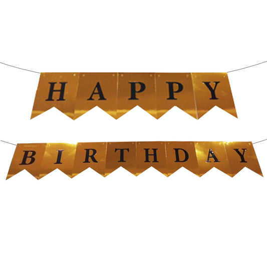 Happy Birthday Gold Flag Banner