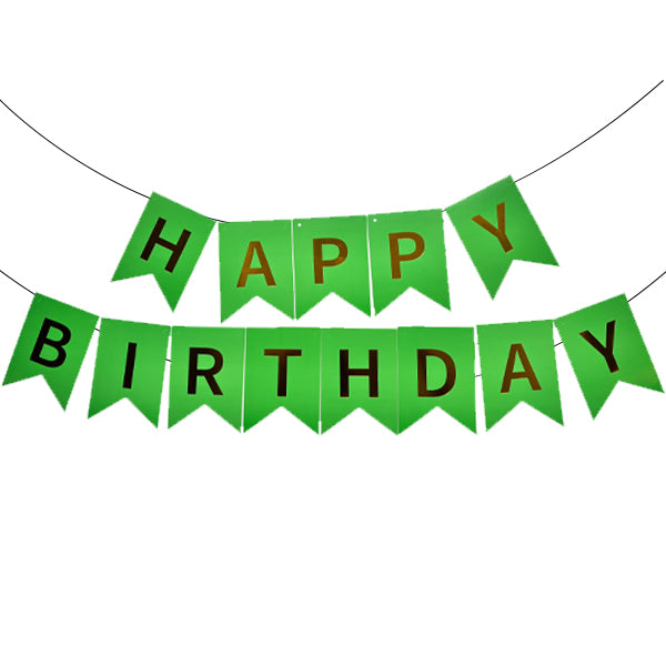 Happy Birthday Flag Banner Green