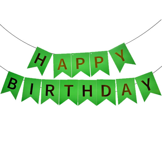 Happy Birthday Flag Banner Green