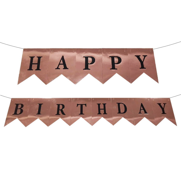 Happy Birthday Rose Gold Flag Banner