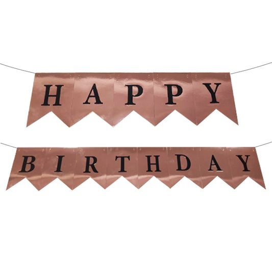 Happy Birthday Rose Gold Flag Banner