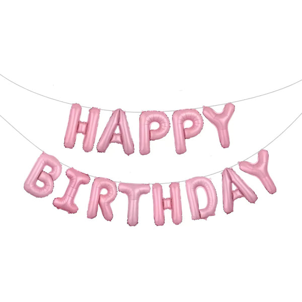 Happy Birthday Foil Banner Pastel Pink