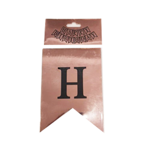 Happy Birthday Rose Gold Flag Banner