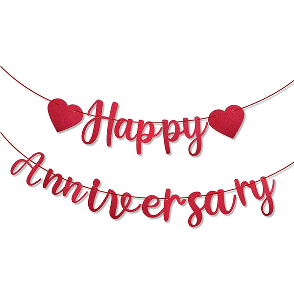 Happy  Anniversary Red Laser Cut Banner