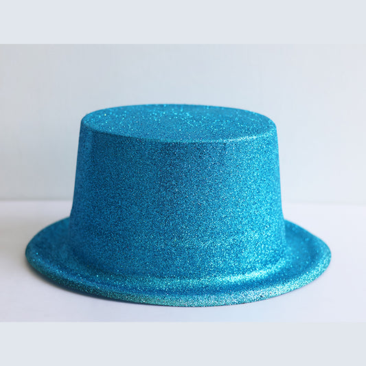 Light Blue Glitter Top Hat