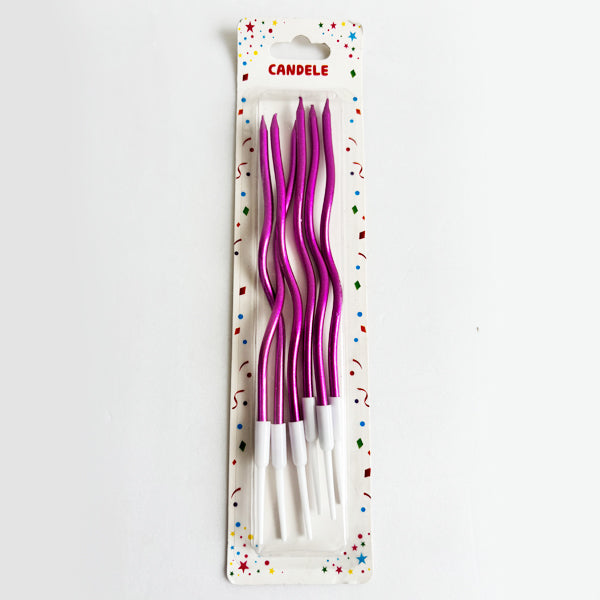 Hot Pink Twisted Long Curved Candles