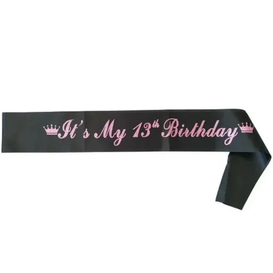 It's My 13th Birthday Black Sash