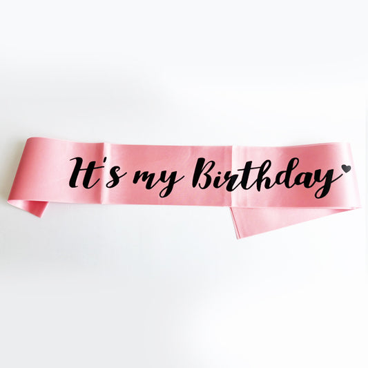 Peach It's My Birthday Sash