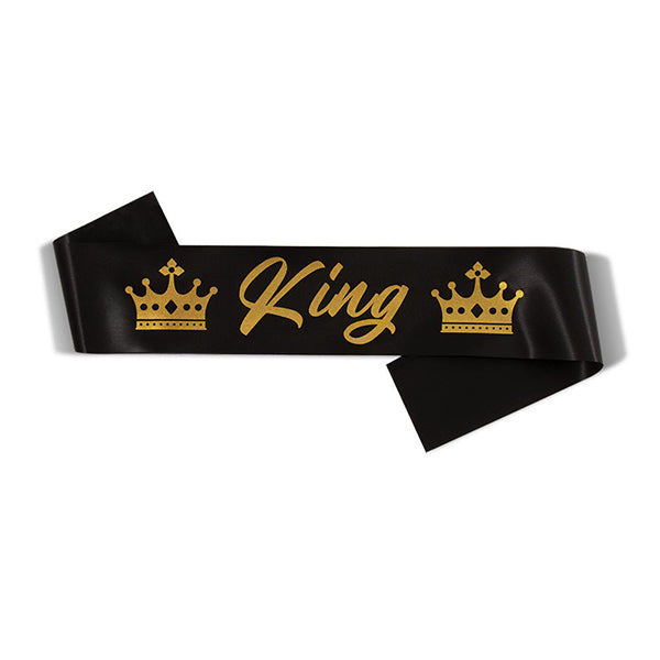 Black King Sash With Gold Text