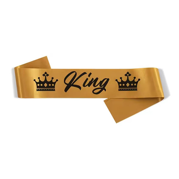 Gold King Sash With Black Text