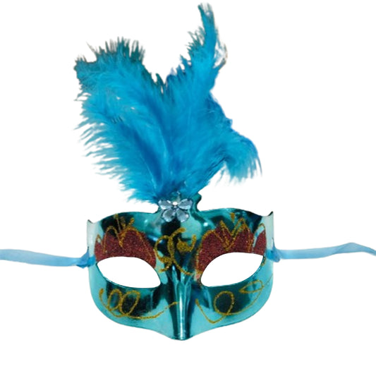 Blue Feather Masquerade Mask