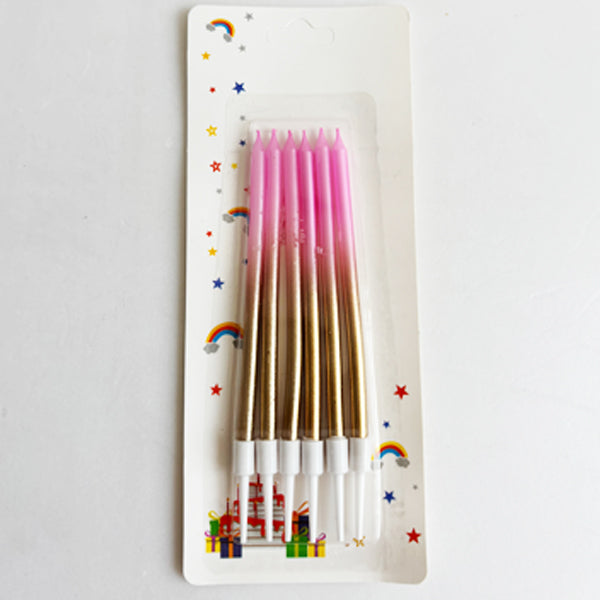 Pink & Gold Two-Tone Long Birthday Candles
