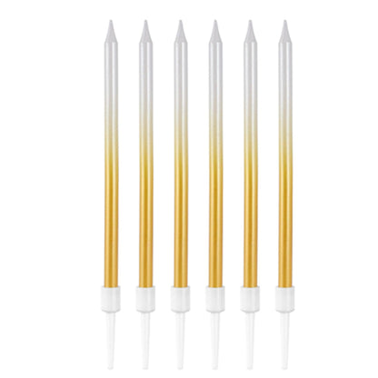 Gold & White Two-Tone Long Birthday Candles