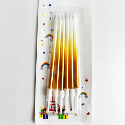 Gold & White Two-Tone Long Birthday Candles