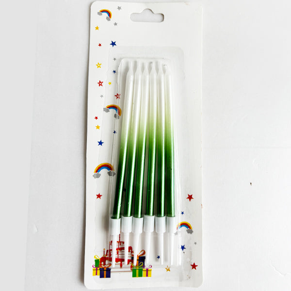 Green & White Two-Tone Long Birthday Candles