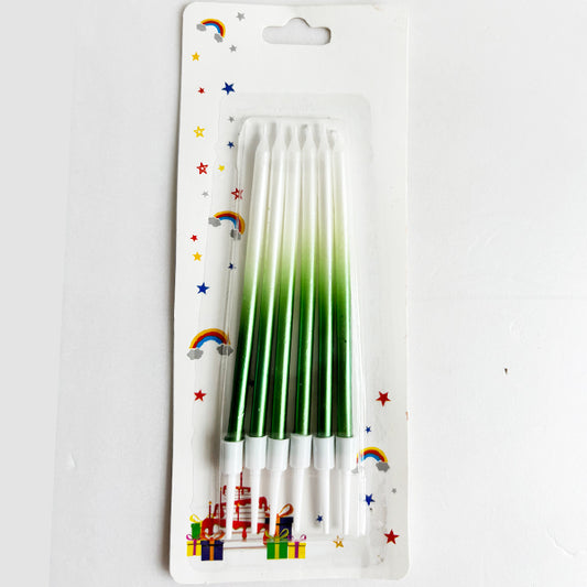 Green & White Two-Tone Long Birthday Candles