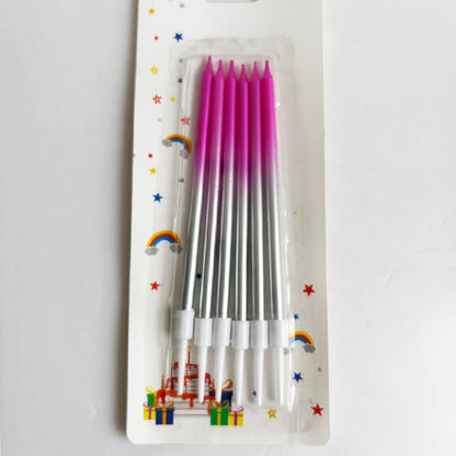 Pink & Silver Two-Tone Long Birthday Candles