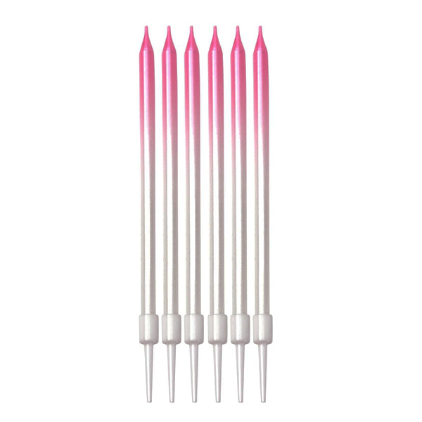 Pink & Silver Two-Tone Long Birthday Candles