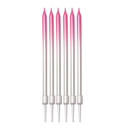 Pink & Silver Two-Tone Long Birthday Candles