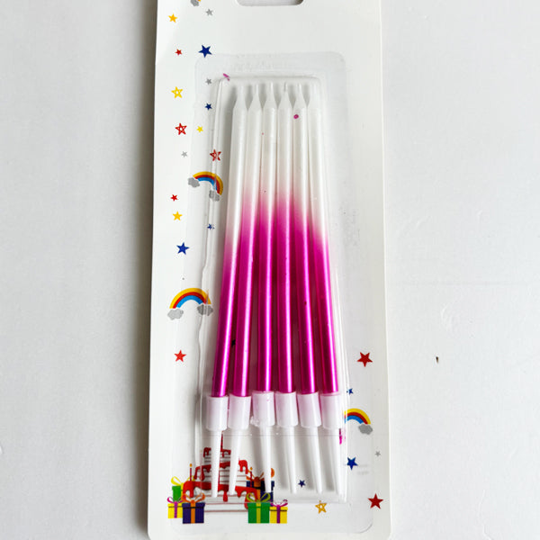Pink & White Two-Tone Long Birthday Candles