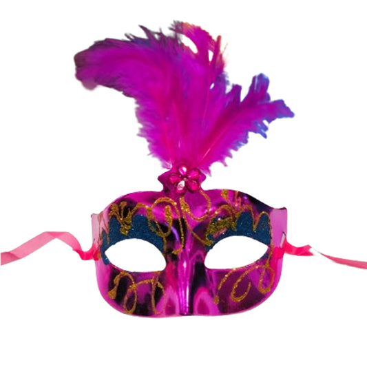 Magenta Feather Masquerade Mask