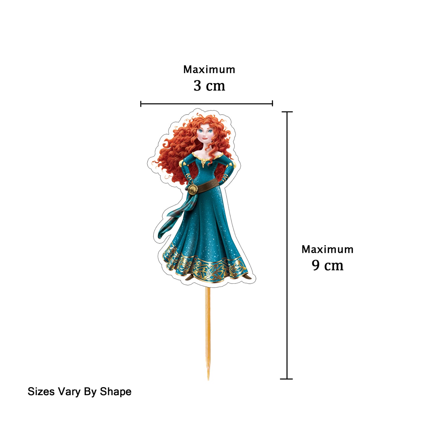 Merida Disney Princess Theme Cup Cake Topper