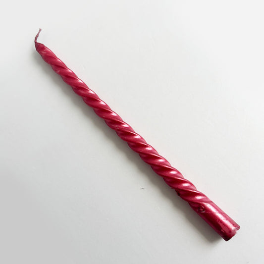 Metallic Red Spiral Taper Candle