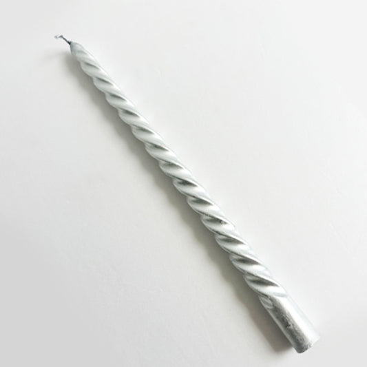 Metallic Silver Spiral Taper Candle
