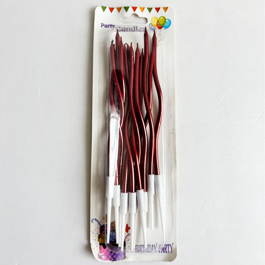 Metallic Red Long Twisted Candles