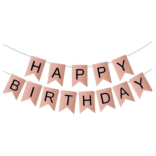 Metallic Rose Gold Color Birthday Banner