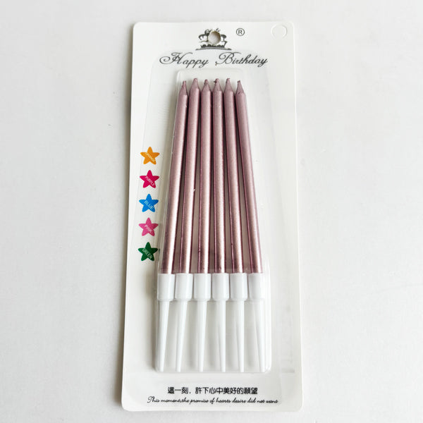Metallic Rose Gold Slim, Long Candles
