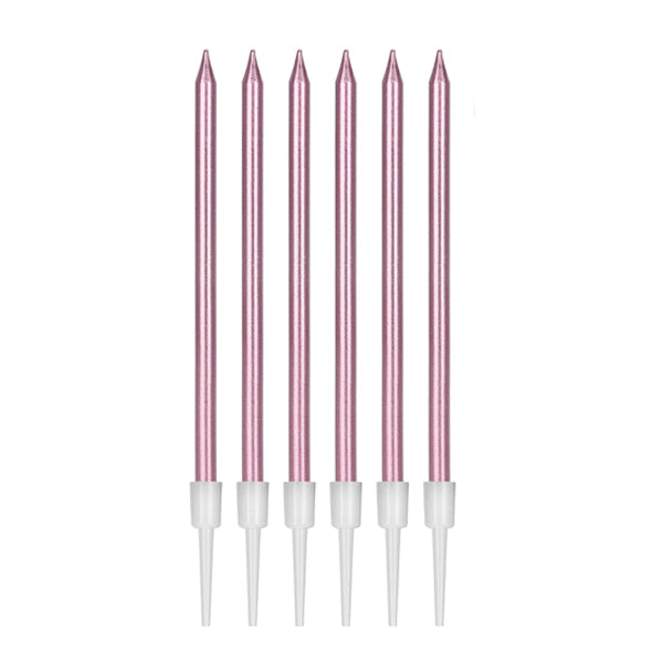 Metallic Rose Gold Slim, Long Candles