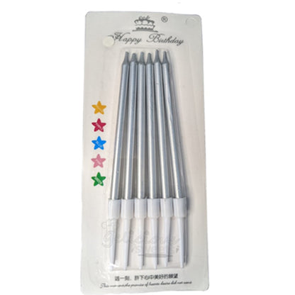 Metallic Silver Slim, Long Candles