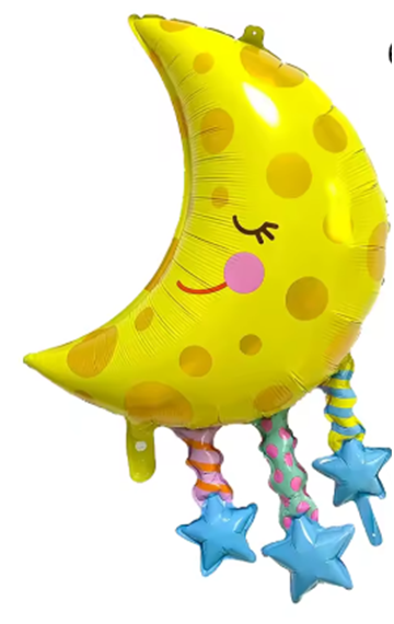 Crescent Moon with Stars Foil Balloon