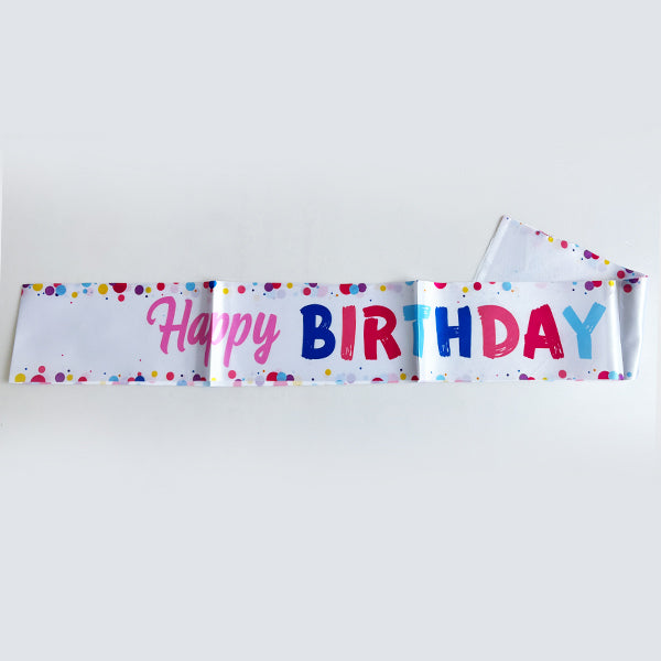White Happy Birthday Sash