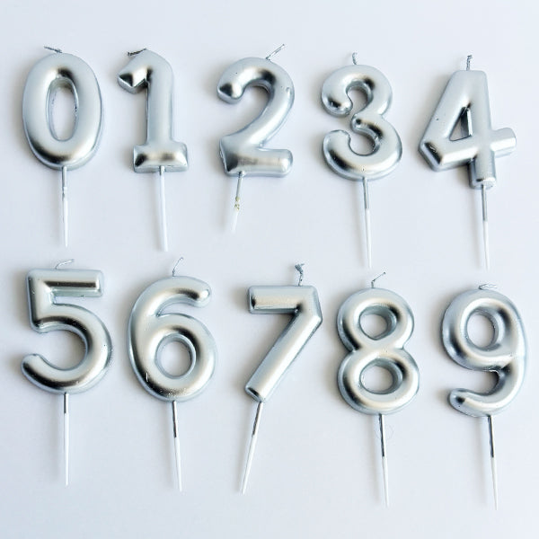 Silver Number Candle