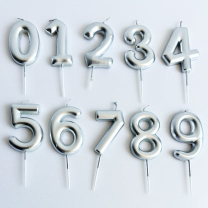 Silver Number Candle