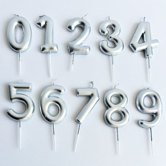Silver Number Candle