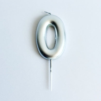 Silver Number Candle