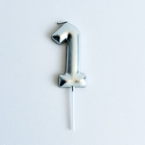 Silver Number Candle