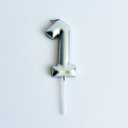 Silver Number Candle