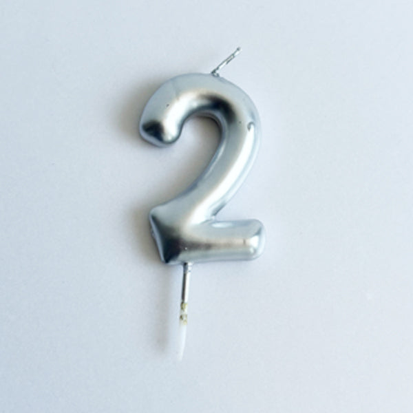 Silver Number Candle