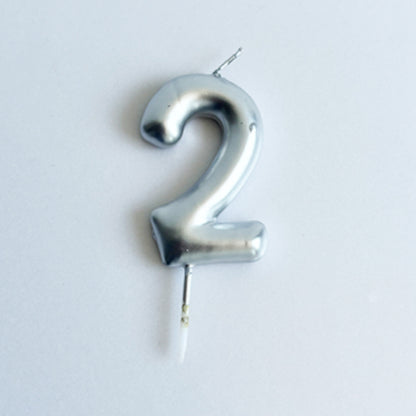 Silver Number Candle